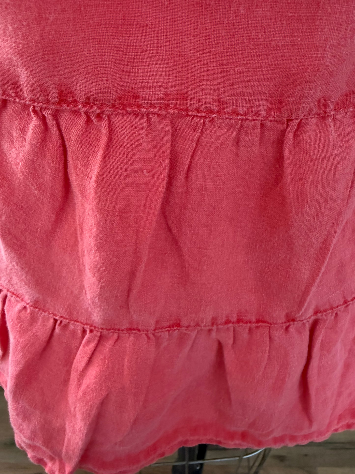 Coral Linen Tank Top with Battenberg Heart