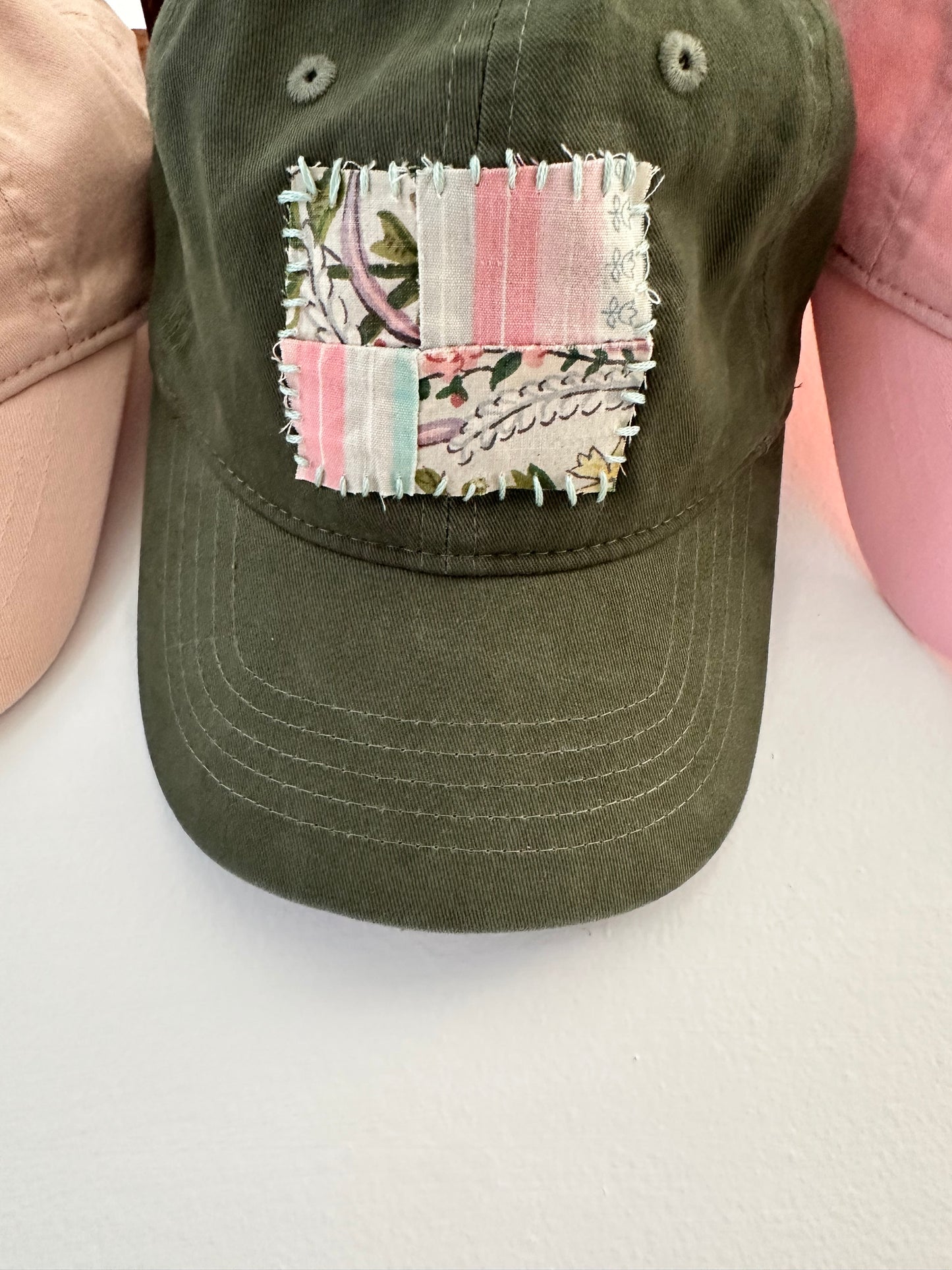 Olive Green Quilt Piece Baseball Cap