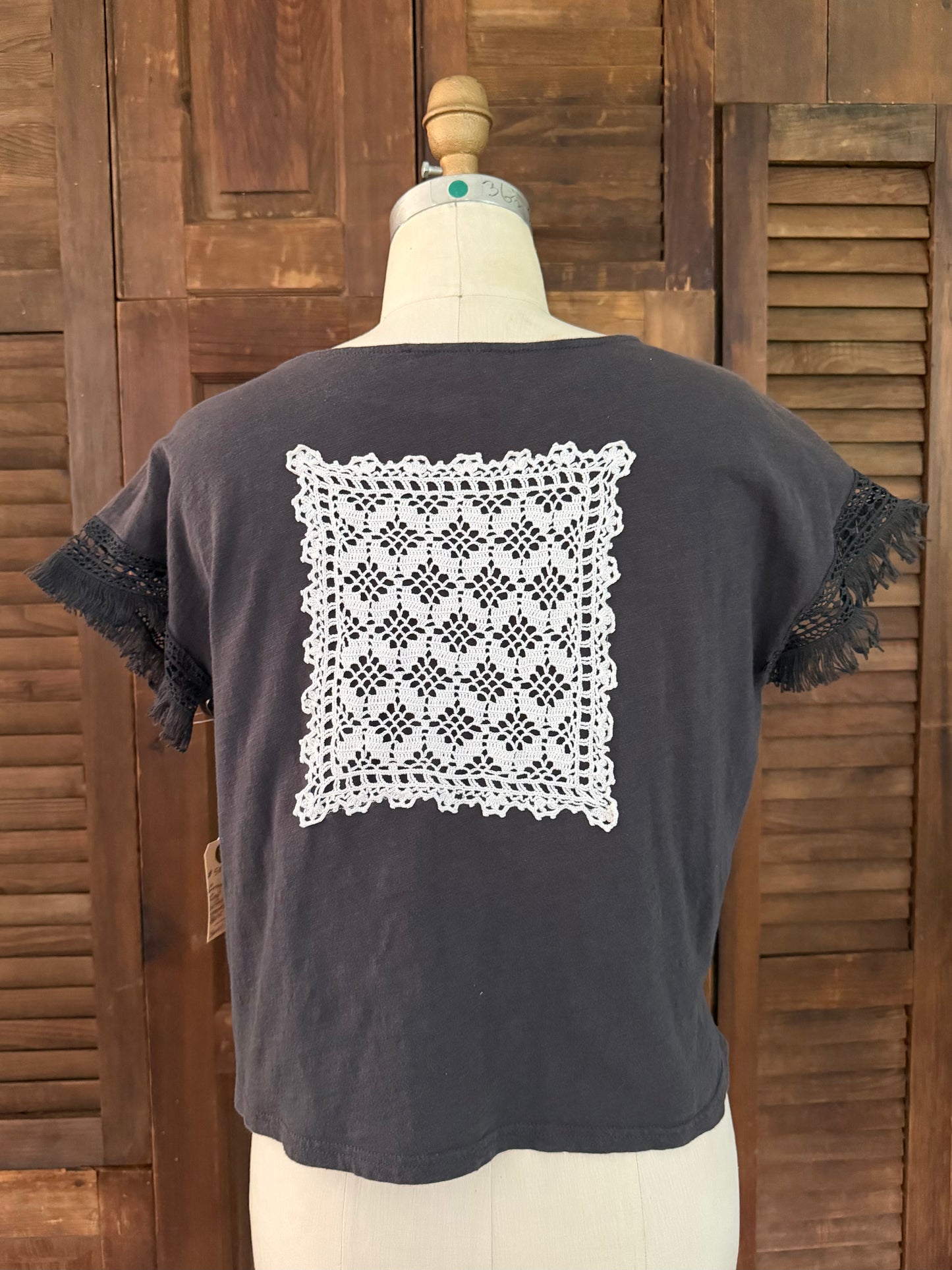 Charcoal Gray Doily T-shirt