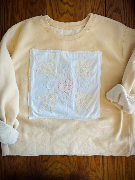 Faded Butter Cropped Cotton Sweatshirt
