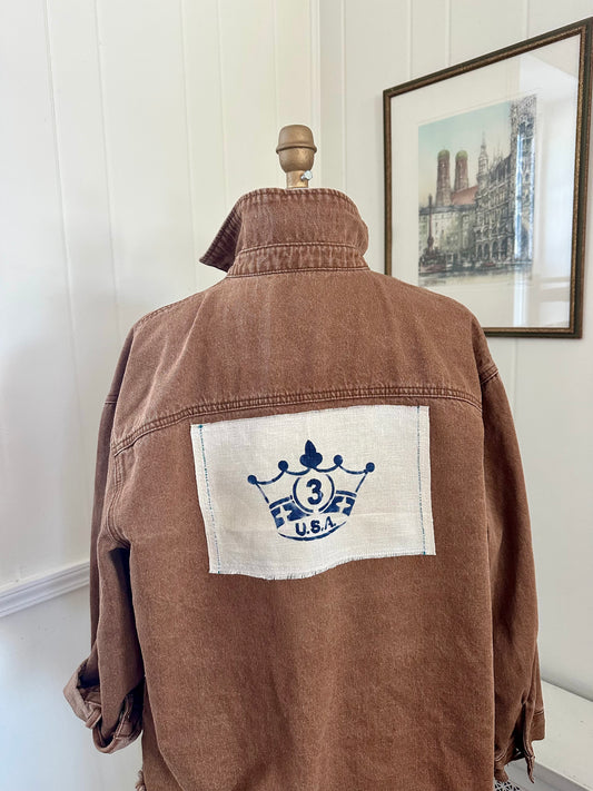 Amber Denim Shacket with Pottery Stamp