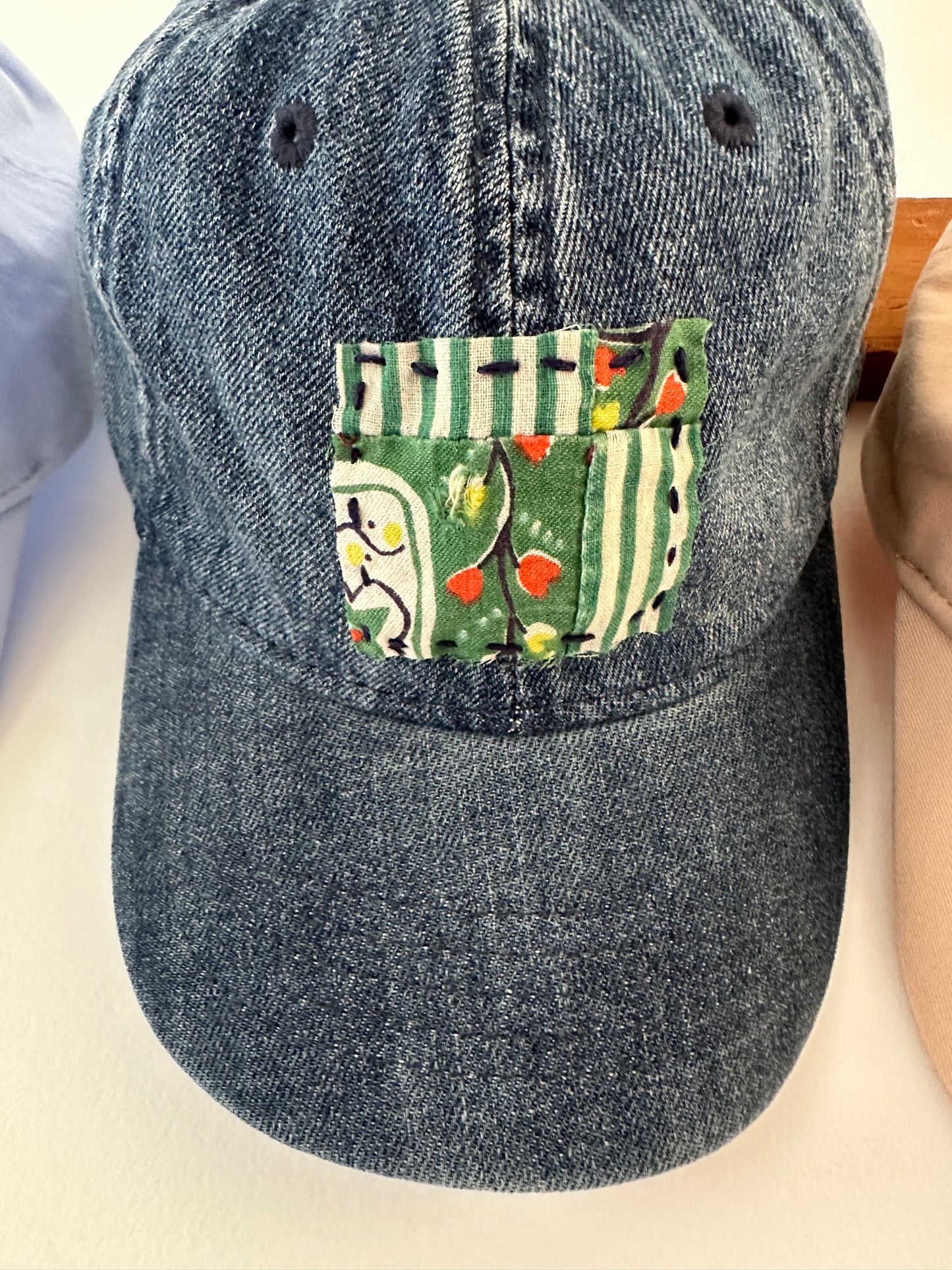 Blue Denim Quilt Piece Baseball Hat