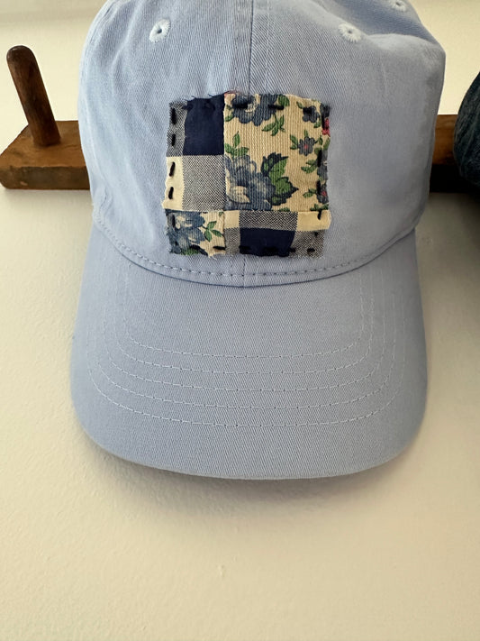 Light Blue Quilt Piece Baseball Hat